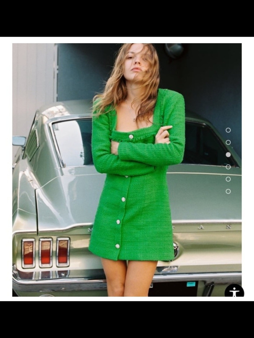 Zara Green Tweed Mini Dress